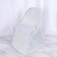 10 Pack Polyester Chair Covers for Folding Chairs White - Wrinkle-Free Stain-Resistant Slip-On Design for Events