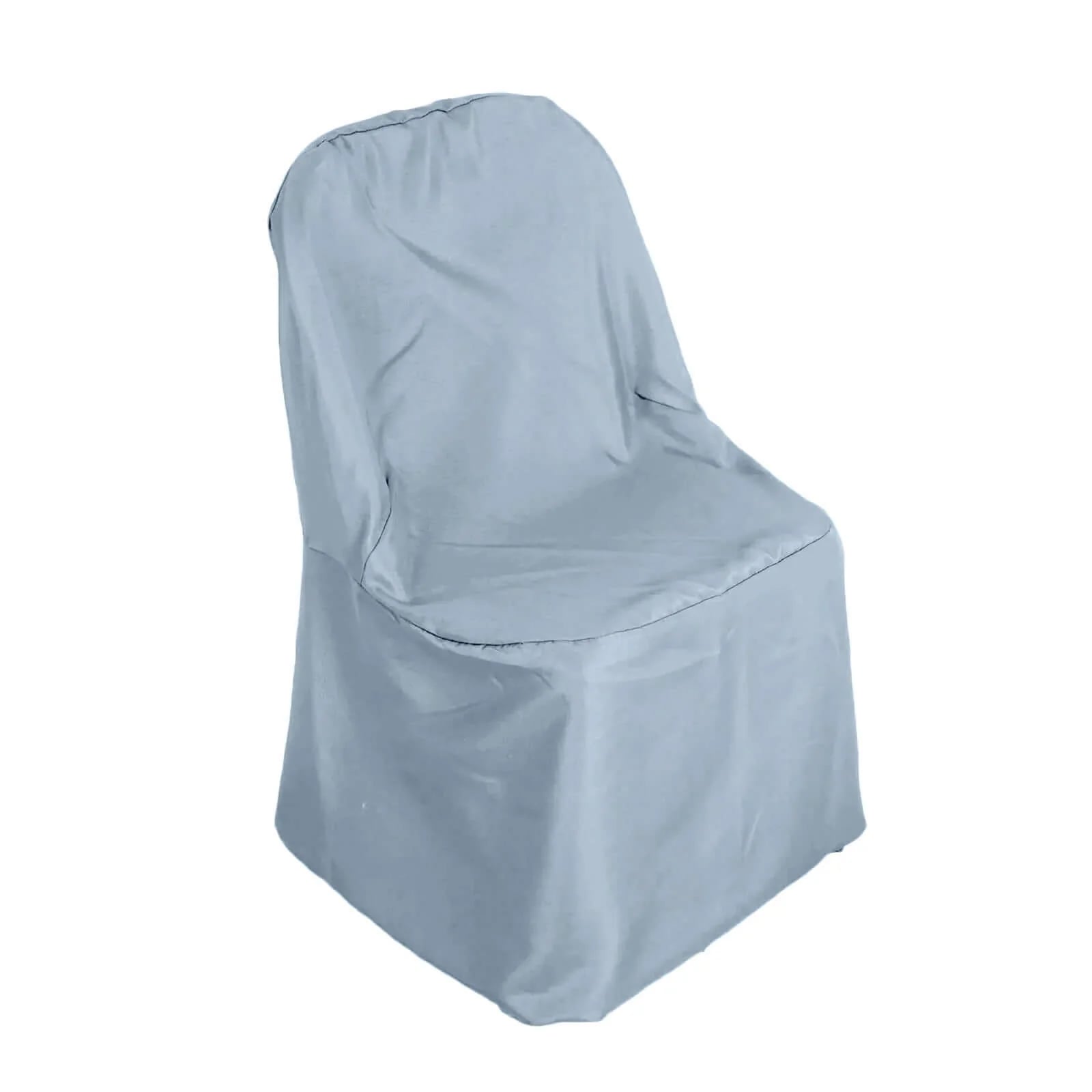 10 Pack Polyester Chair Covers for Folding Chairs Dusty Blue - Wrinkle-Free Stain-Resistant Slip-On Slipcovers