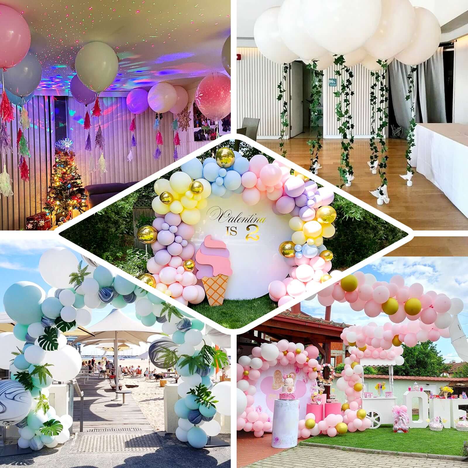 10 Pack 18" Matte Pastel White Helium or Air Latex Party Balloons
