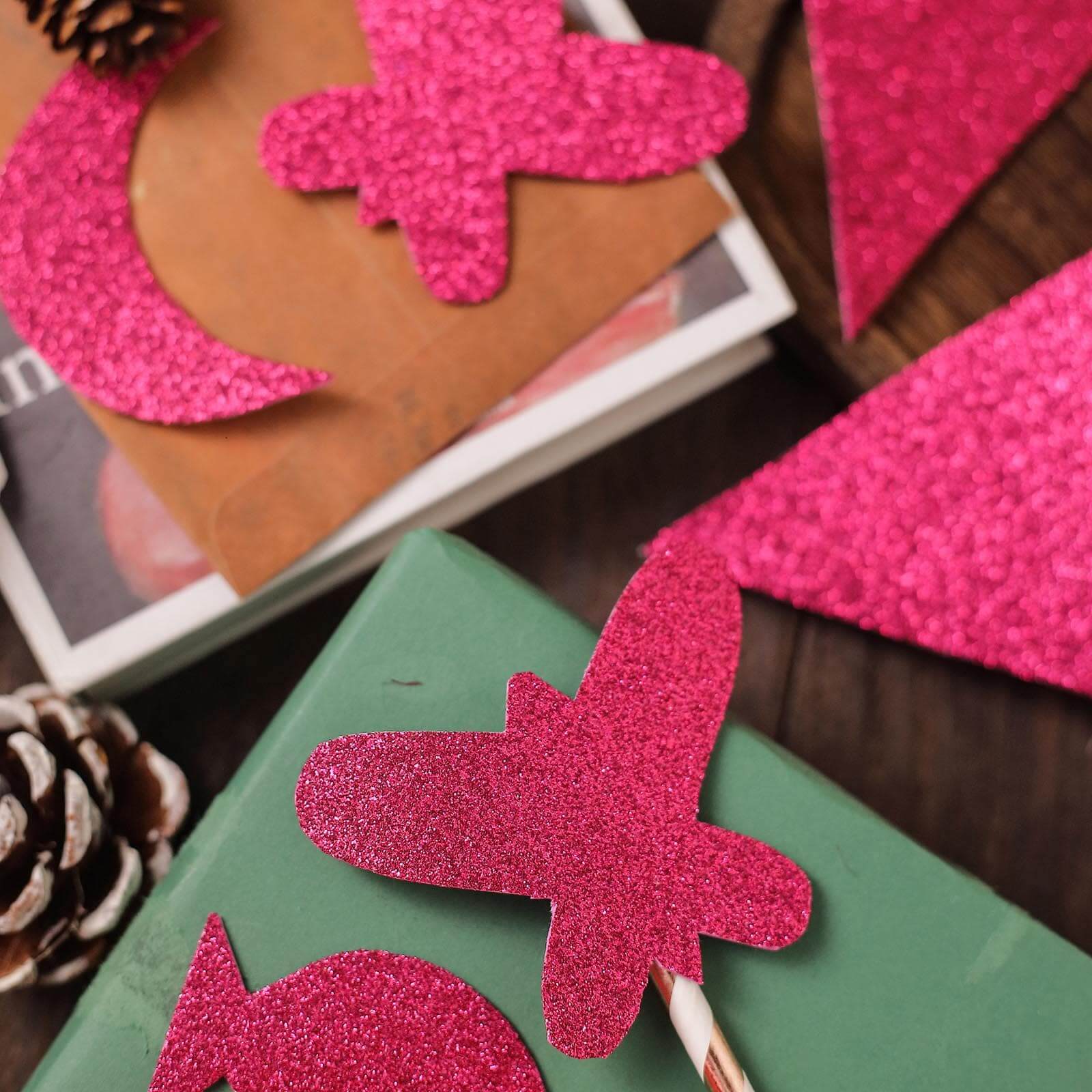 10 Pack 12"x10" Self-Adhesive Glitter DIY Craft Foam Sheets Hot Pink