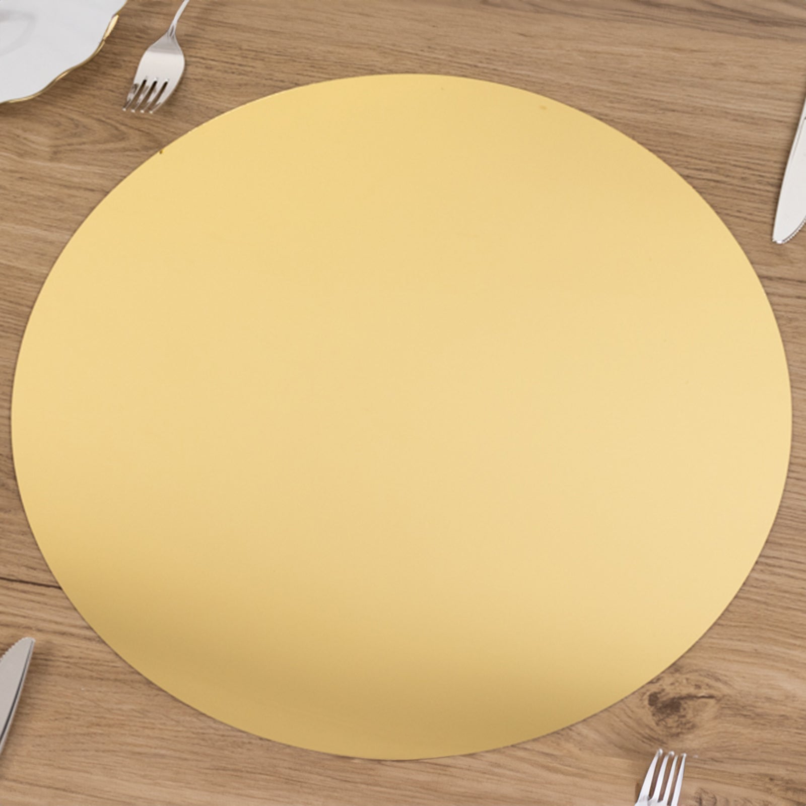 10-Pack Candle Plate Circle Acrylic Mirror Tray Gold Round - Event Display Decor 16"