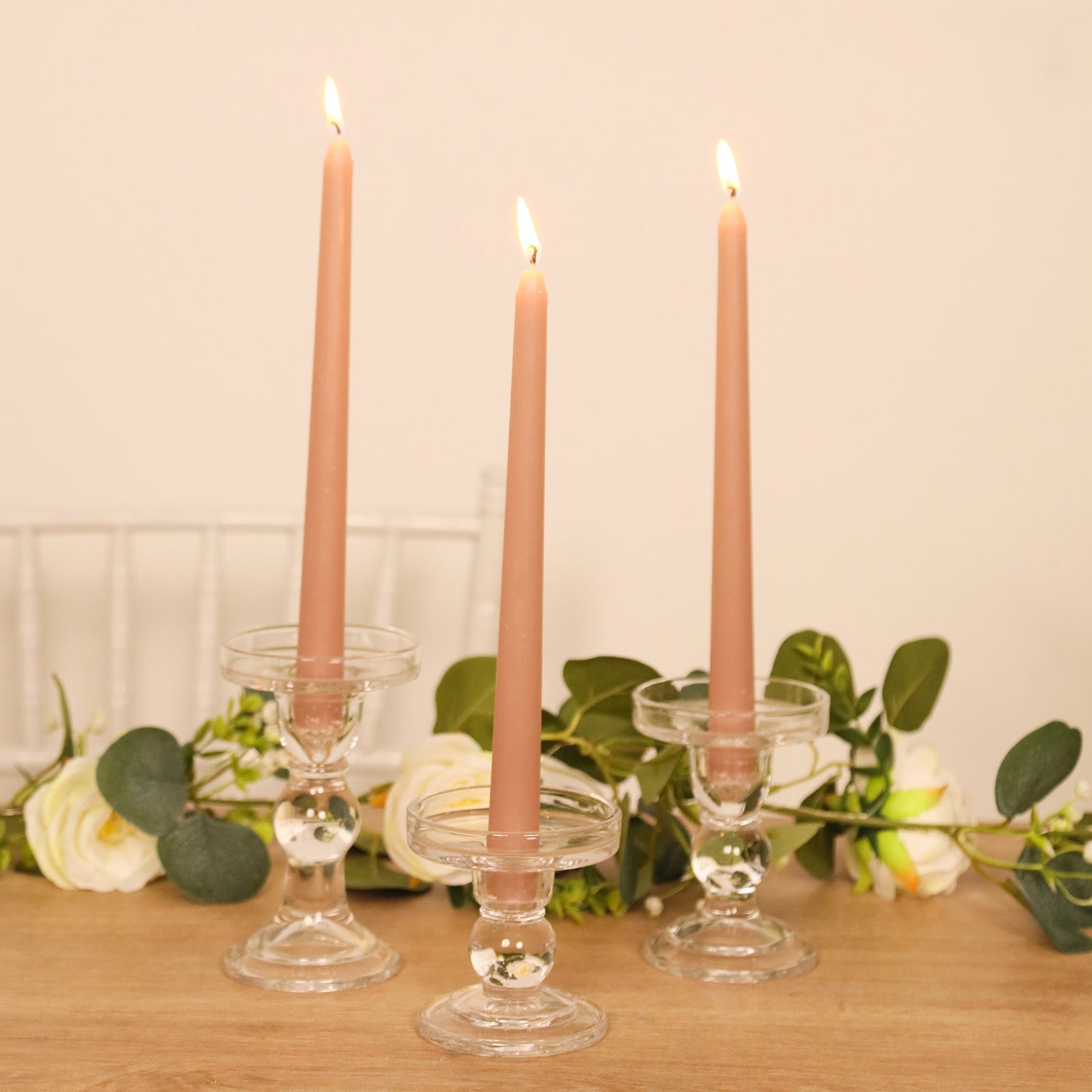 10-Pack Taper Candles Premium Wax Design Dusty Rose - Unscented Candles for Upscale Settings 10"