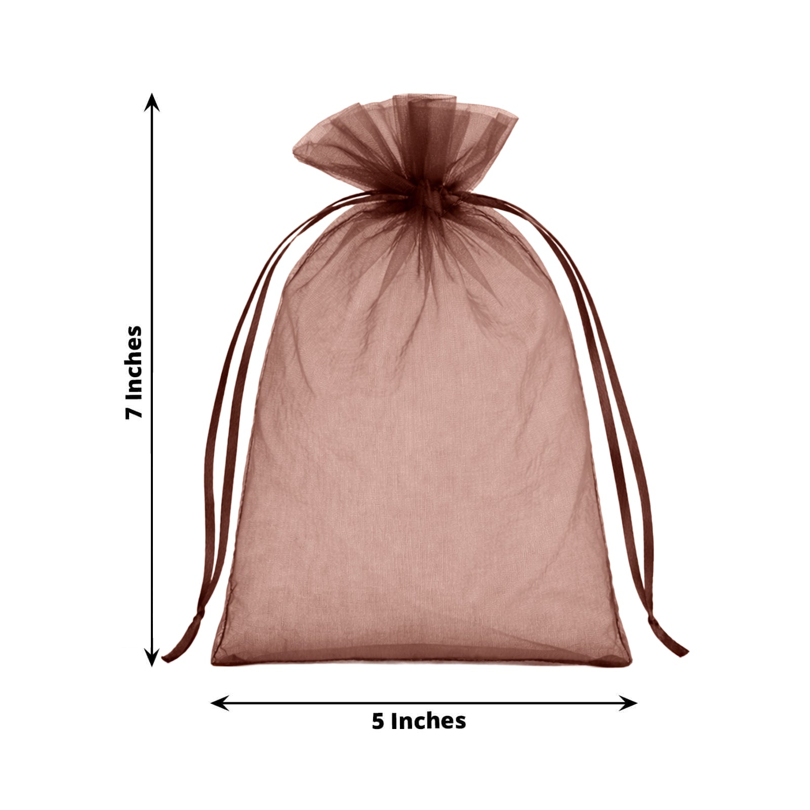 100 Pack Chocolate Organza Gift Bags with Drawstring, 5" x 7" – Wedding Party Favor Bags