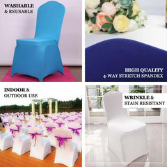 10 Pack Spandex Chair Covers for Banquet Chairs Blush - Durable Reusable Stretch Slip-On Covers