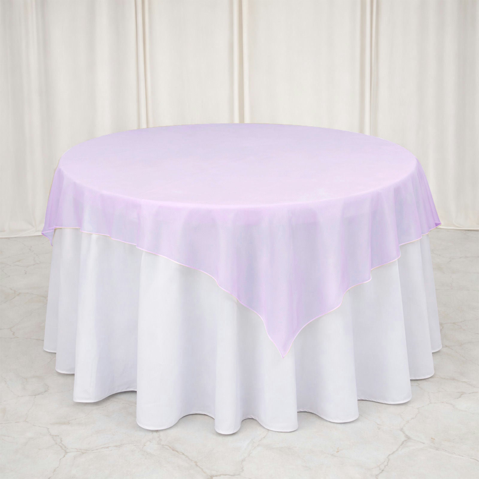 10 Pack Lavender Lilac Organza Table Overlay 72"x72" - Sheer Table Topper