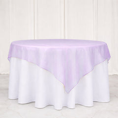 10 Pack Lavender Lilac Organza Table Overlay 72"x72" - Sheer Table Topper
