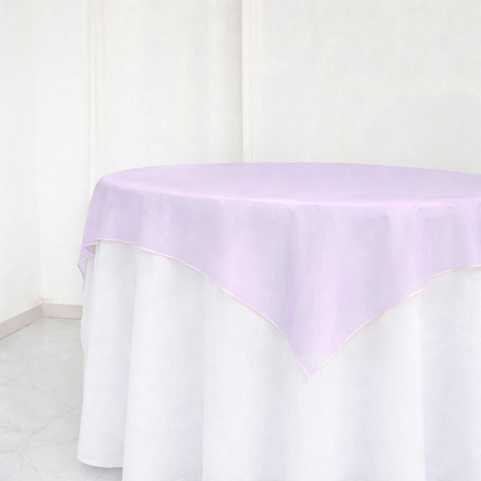 10 Pack Lavender Lilac Organza Table Overlay 72"x72" - Sheer Table Topper