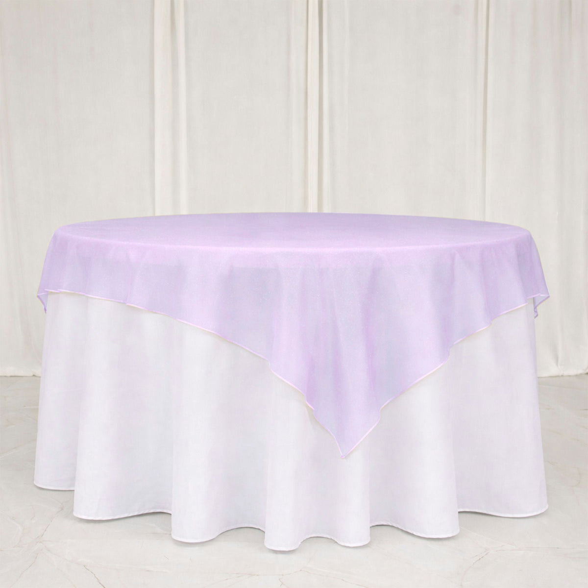 10 Pack Lavender Lilac Organza Table Overlay 72"x72" - Sheer Table Topper