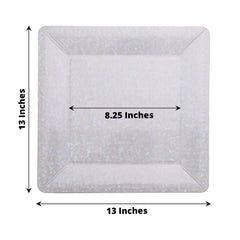 10-Pack Disposable Square Charger Plates in Iridescent with Leather Like Texture - 1100GSM Durable Paper Chargers 13"