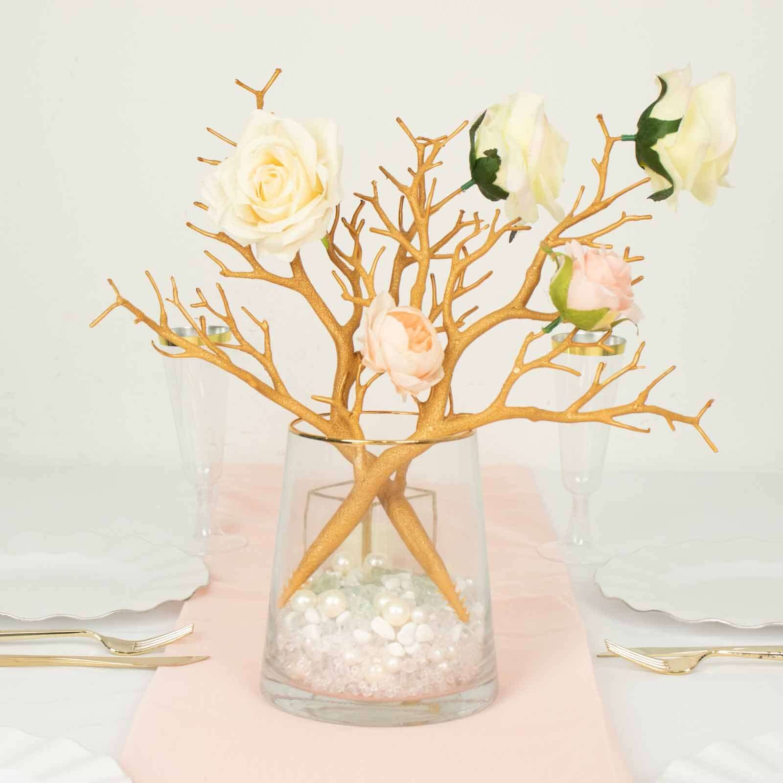 10-Pack Artificial Manzanita Tree Branch Metallic Gold for Vase Filler Home Wedding Centerpiece Ornament 14"