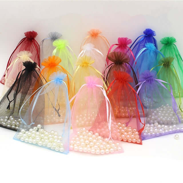 10 Pack 3"x4" Black Organza Drawstring Wedding Party Favor Gift Bags - Clearance SALE