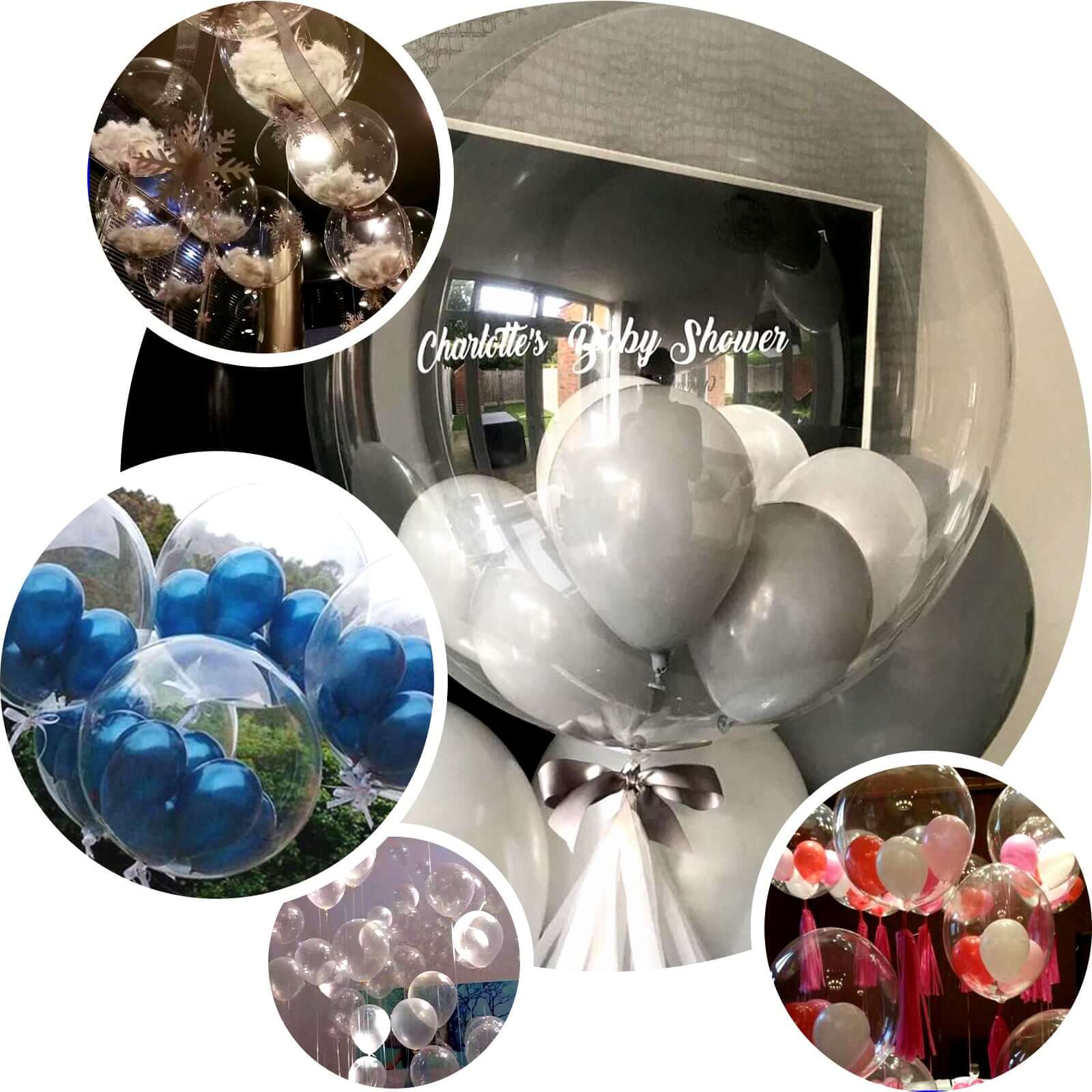 10 Pack 16" Clear Fully Transparent PVC Helium Air Bubble Balloons
