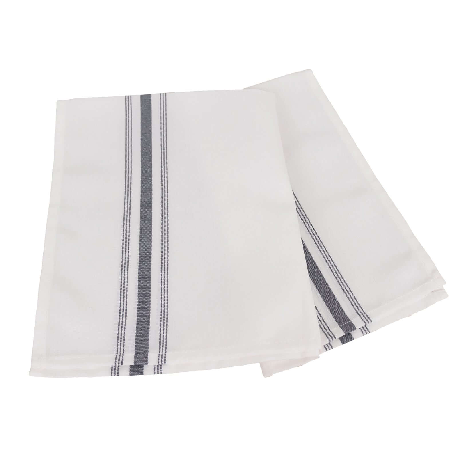 10 Pack Premium Spun Polyester 18"x22" Napkins White/Gray Bistro Style - Highly Absorbent Cotton-Like Feel Cloth Napkins
