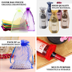 100 Pack Black Organza Wine Gift Bags with Drawstring, 6" x 15" – Wedding Party Bottle Favor Bags