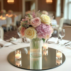 10" Ribbed Cylinder Glass Vases – 12 Pack Clear Flower Vases for Table Centerpieces, Home & Wedding Decor