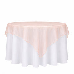 10 Pack Blush Organza Table Overlay 72"x72" - Sheer Table Topper