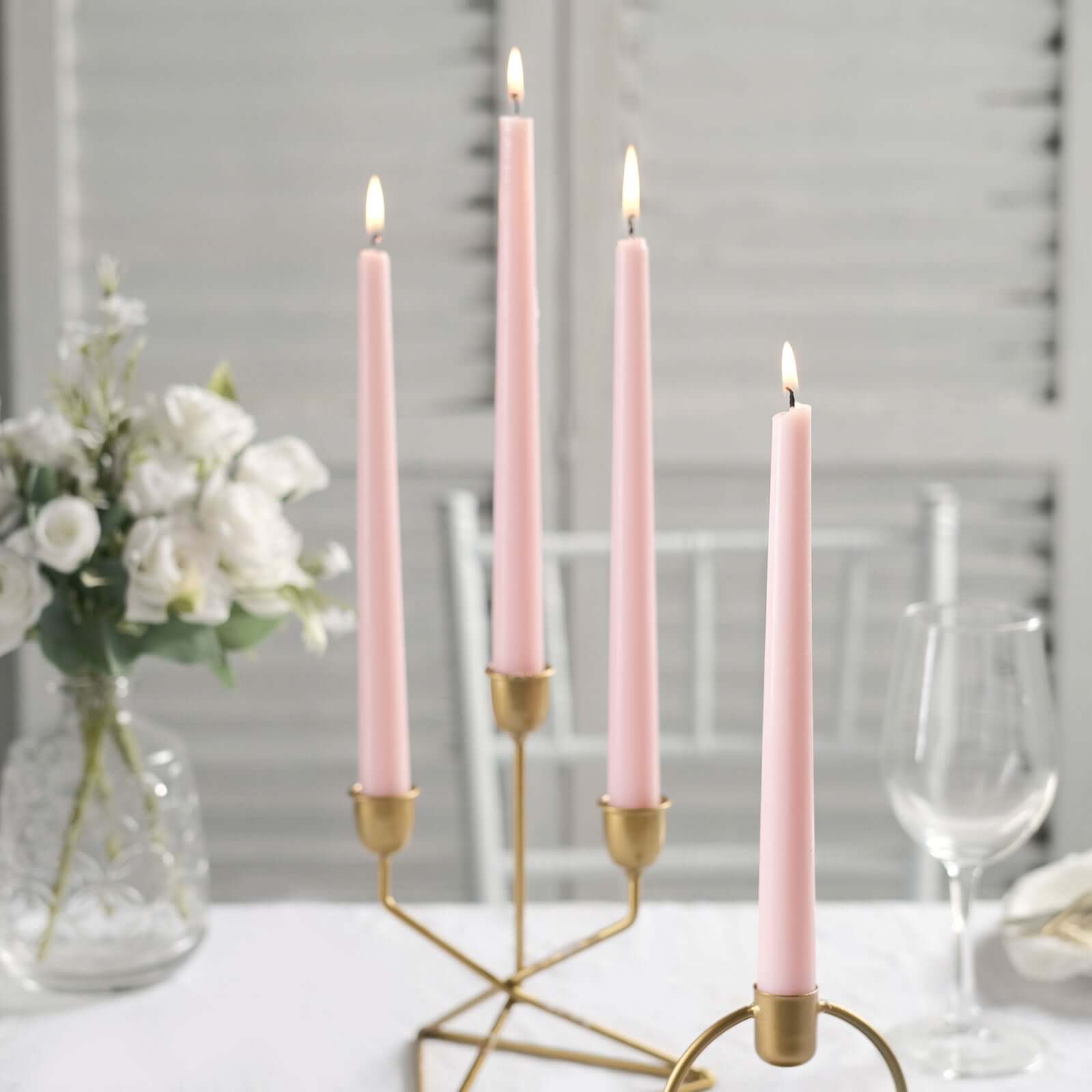 10-Pack Taper Candles Premium Wax Design Blush - Unscented Candles for Upscale Settings 10"