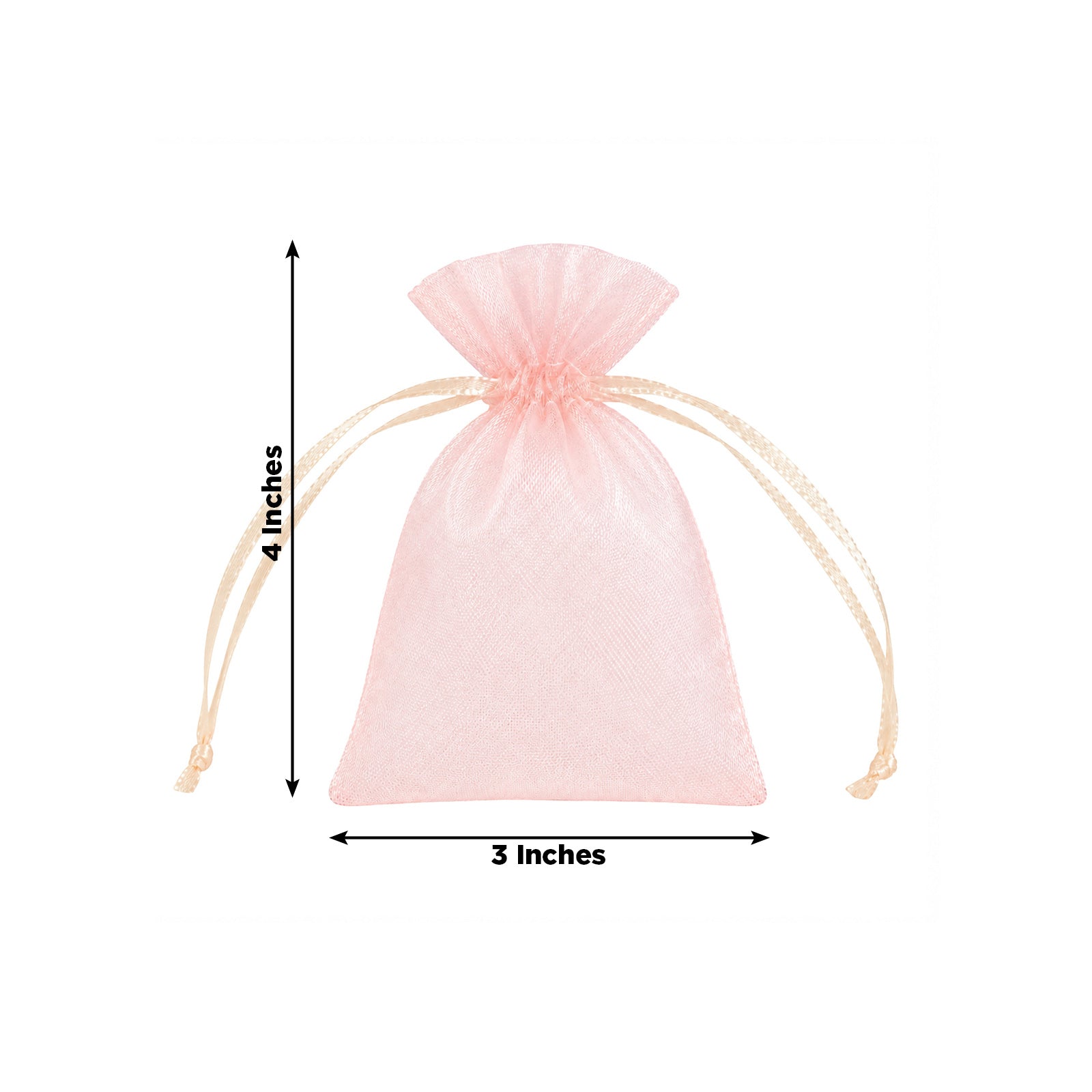 100 Pack Blush Organza Drawstring Gift Bags 3" x 4" – Wedding Party Favor Bags