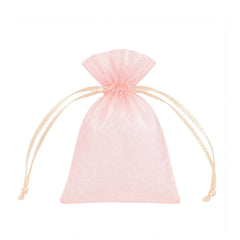 100 Pack Blush Organza Drawstring Gift Bags 3" x 4" – Wedding Party Favor Bags