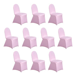 10 Pack Spandex Chair Covers for Banquet Chairs Pink - Durable Reusable Stretch Slip-On Covers