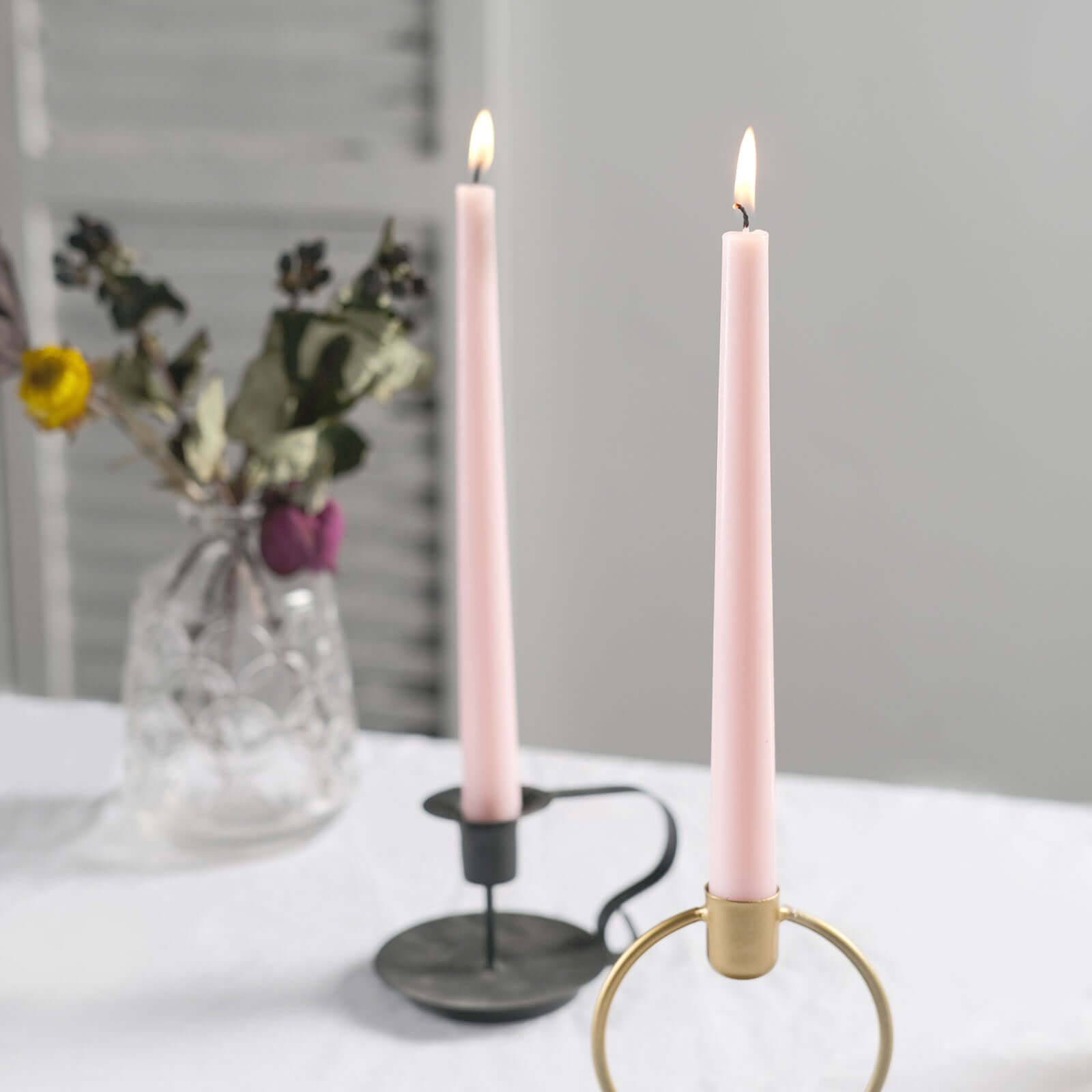 10-Pack Taper Candles Premium Wax Design Blush - Unscented Candles for Upscale Settings 10"