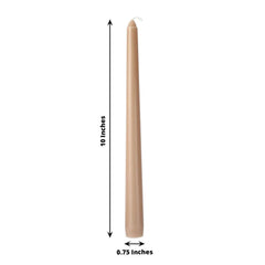 10-Pack Taper Candles Premium Wax Design Beige - Unscented Candles for Upscale Settings 10"