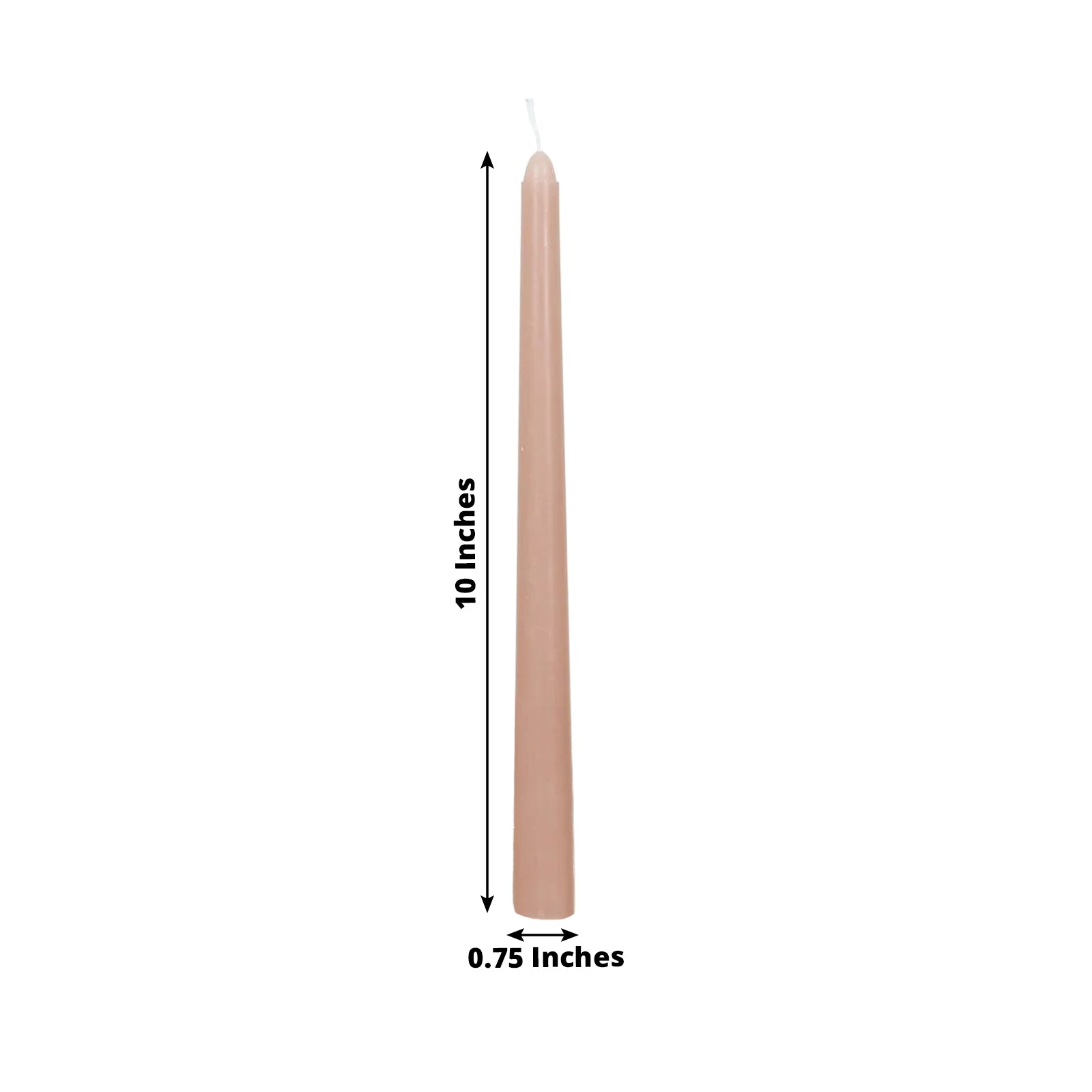 10-Pack Taper Candles Premium Wax Design Dusty Rose - Unscented Candles for Upscale Settings 10"