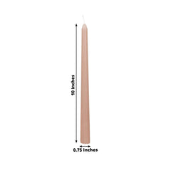 10-Pack Taper Candles Premium Wax Design Dusty Rose - Unscented Candles for Upscale Settings 10"