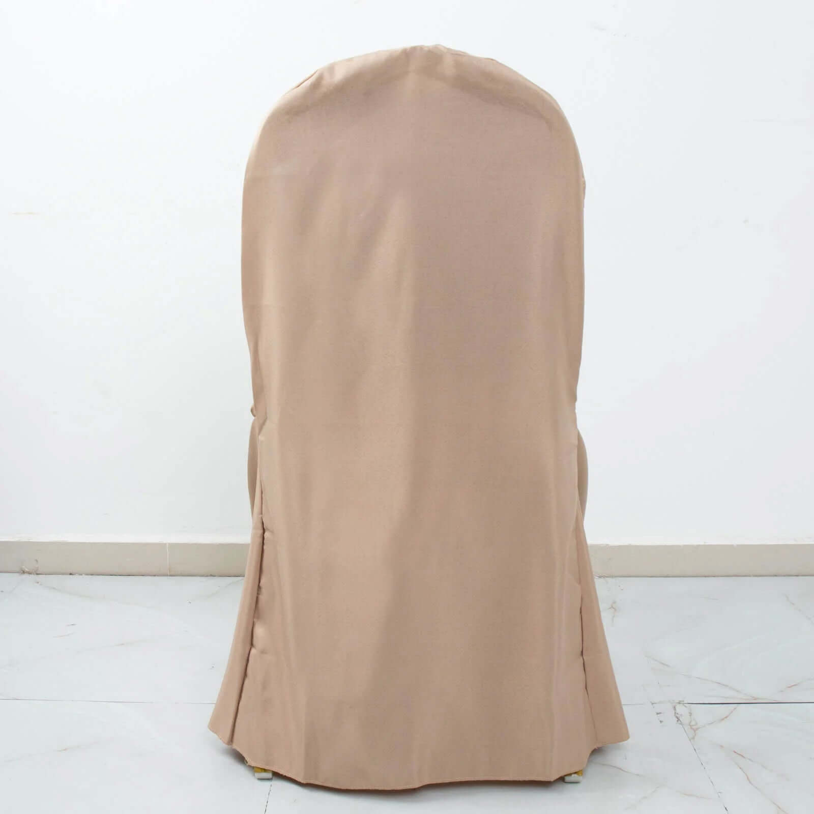 10 Pack Polyester Chair Cover for Banquet Chairs Nude - Stain-Resistant Reusable Slip-On Slipcover
