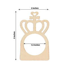 10 Pack Natural Wooden Princess Crown Farmhouse Napkin Holders, 3" Boho Rustic Napkin Rings