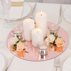 10-Pack Dining Plate Chargers Decorative Acrylic Mirror Rose Gold Round - Lightweight Event Display 13"