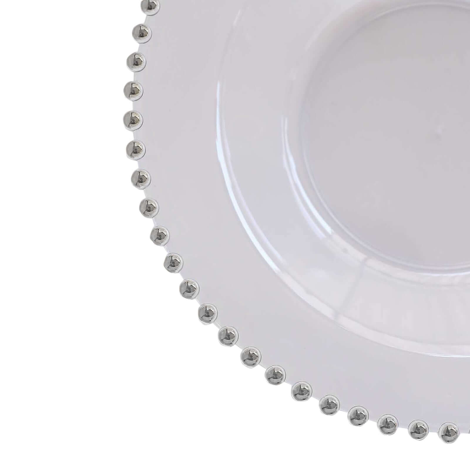 10-Pack Plastic Dessert Salad Bowls Clear Round Design with Silver Beaded Rim - Disposable Soup Bowls 12oz