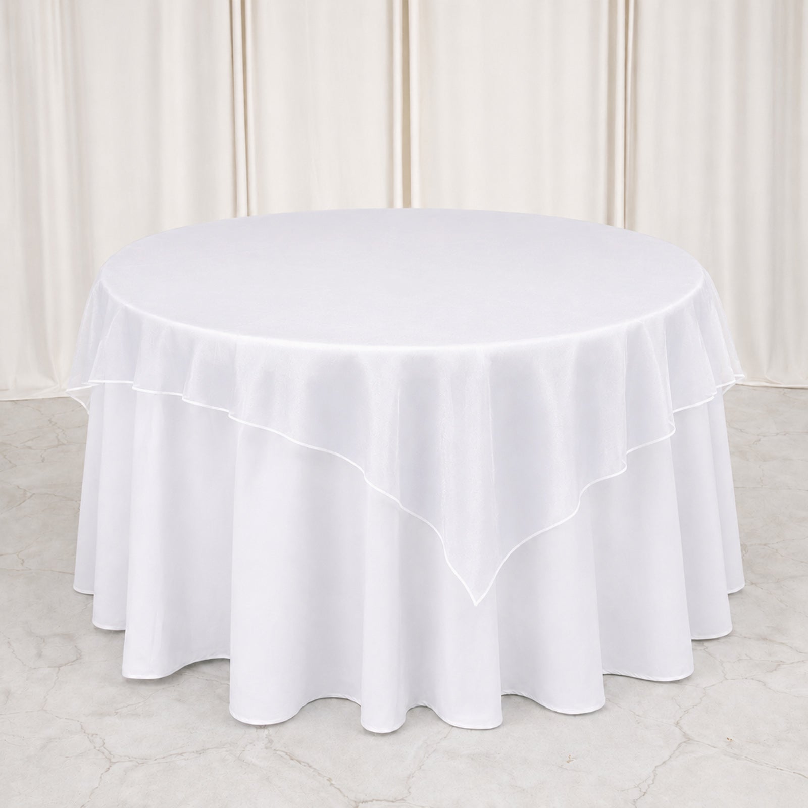 10 Pack White Organza Table Overlay 72"x72" - Sheer Table Topper