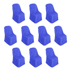10 Pack Polyester Chair Cover for Banquet Chairs Royal Blue - Stain-Resistant Reusable Slip-On Slipcover