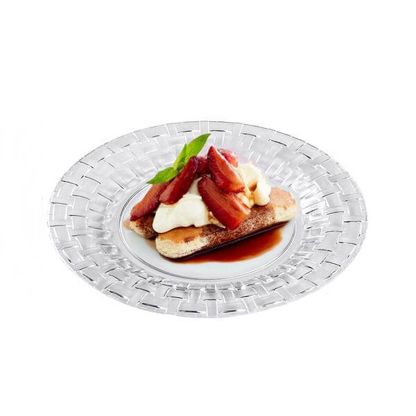 10-Pack Dessert Plates Basketweave Rim Design Clear - Plastic Disposable Salad Plates for Parties 7"