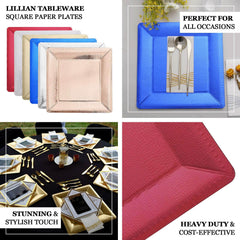 10-Pack Disposable Square Charger Plates in Iridescent with Leather Like Texture - 1100GSM Durable Paper Chargers 13"