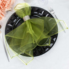 10 Pack Organza 23"x23" Napkins Olive Green - Sheer Cloth Napkins