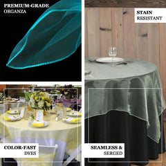 10 Pack Champagne Organza Table Overlay 72"x72" - Sheer Table Topper
