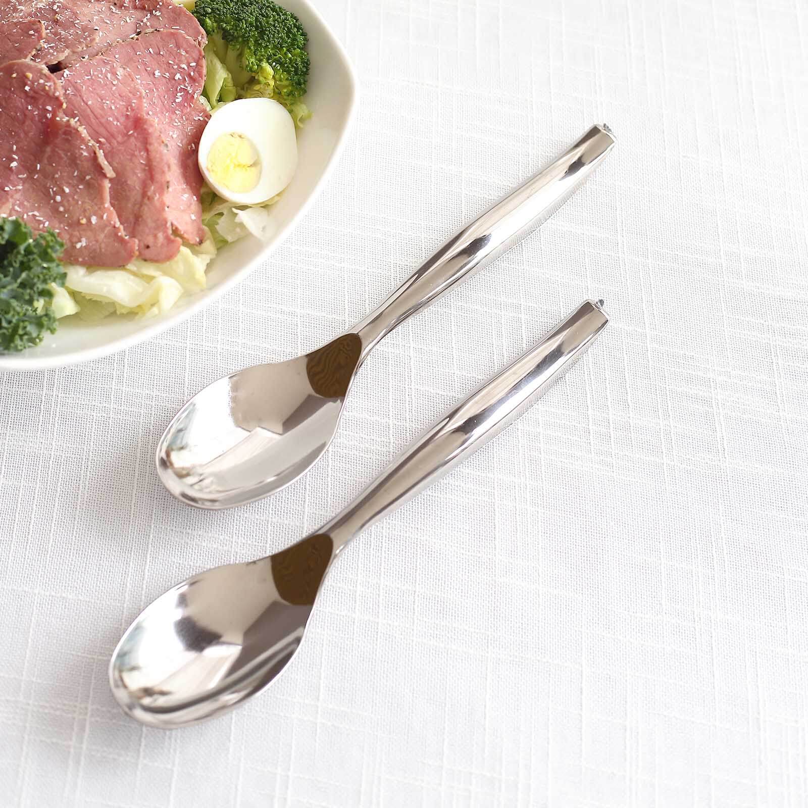 10-Pack Plastic Serving Spoons Silver for Buffet & Party Tables 10"