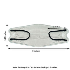10 Pack Silver Breathable KF94 Face Mask, 3D Fish-Design Mouth Shields for Adult, 4-Layer Protective Face Masks with Adjustable Nose Clip