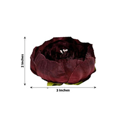 10-Pack Artificial Peony Flower Heads Burgundy - Versatile Faux Craft Flowers for DIY Event Styling Scrapbooking & Floral Arrangements 3"