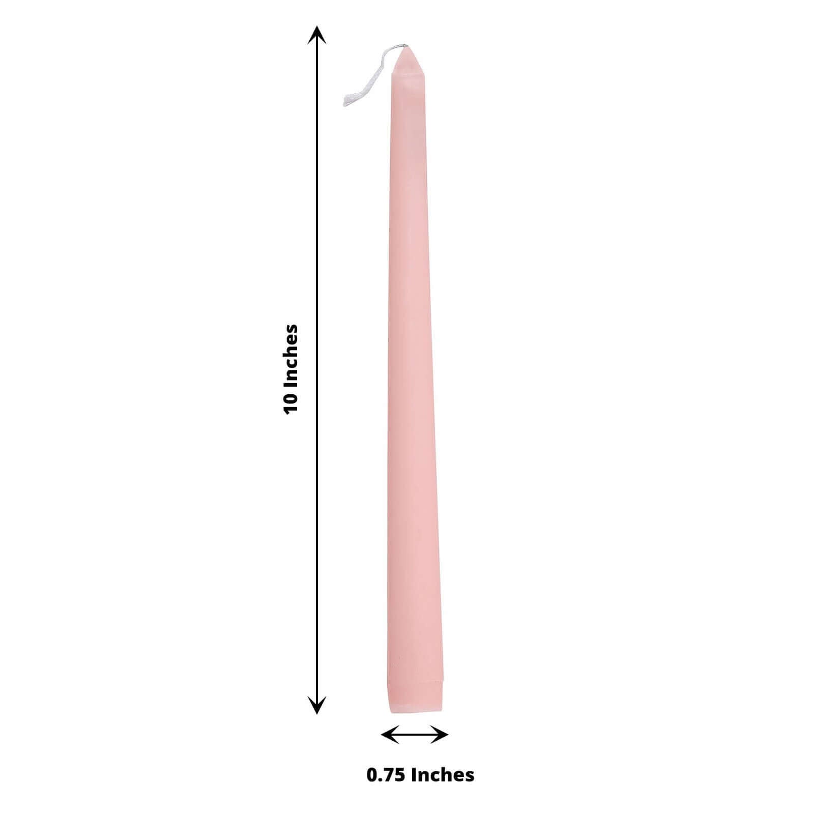 10-Pack Taper Candles Premium Wax Design Blush - Unscented Candles for Upscale Settings 10"