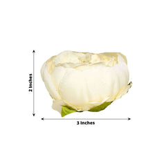 10-Pack Artificial Peony Flower Heads Beige - Versatile Faux Craft Flowers for DIY Event Styling Scrapbooking & Floral Arrangements 3"
