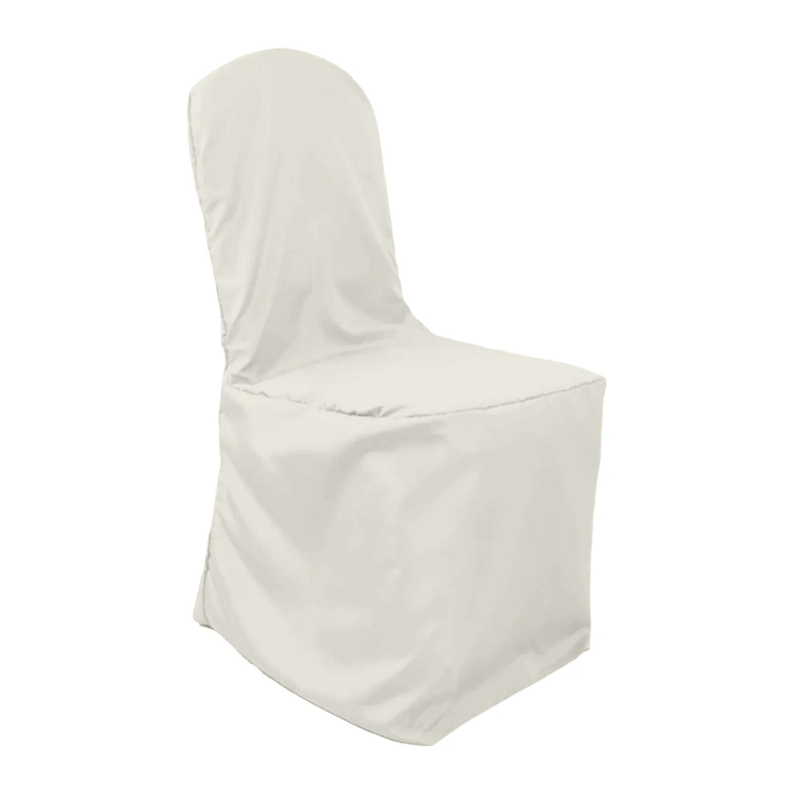 10 Pack Polyester Chair Cover for Banquet Chairs Ivory - Stain-Resistant Reusable Slip-On Slipcover