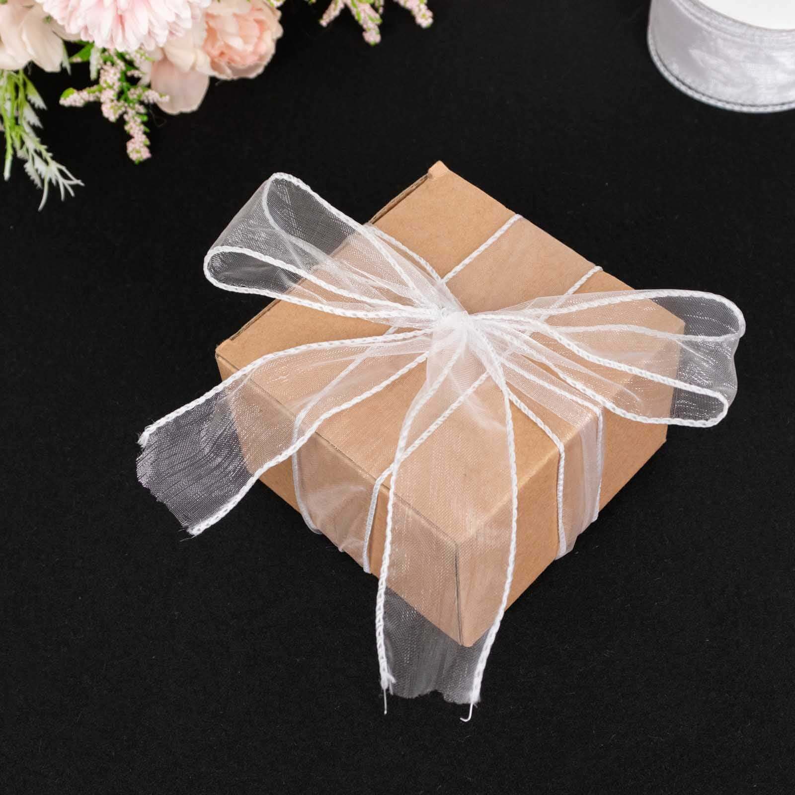 10 Yards 1.5" White Sheer Organza Wired Edge Ribbon