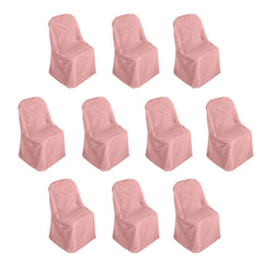 10 Pack Polyester Chair Covers for Folding Chairs Dusty Rose - Wrinkle-Free Stain-Resistant Slip-On Slipcovers