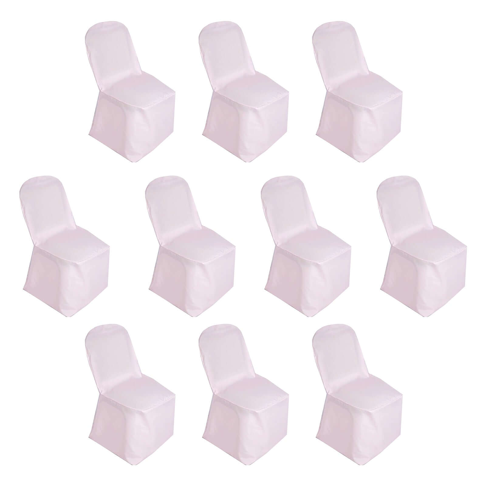 10 Pack Polyester Chair Cover for Banquet Chairs Blush - Stain-Resistant Reusable Slip-On Slipcover