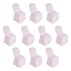 10 Pack Polyester Chair Cover for Banquet Chairs Blush - Stain-Resistant Reusable Slip-On Slipcover