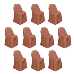 10 Pack Polyester Chair Covers for Folding Chairs Terracotta (Rust) - Wrinkle-Free Stain-Resistant Slip-On Slipcovers