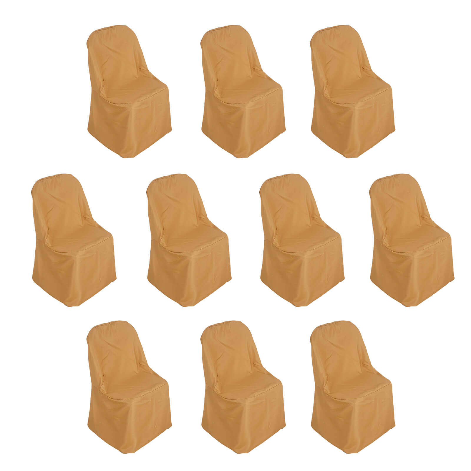 10 Pack Polyester Chair Covers for Folding Chairs Gold - Wrinkle-Free Stain-Resistant Slip-On Design for Events